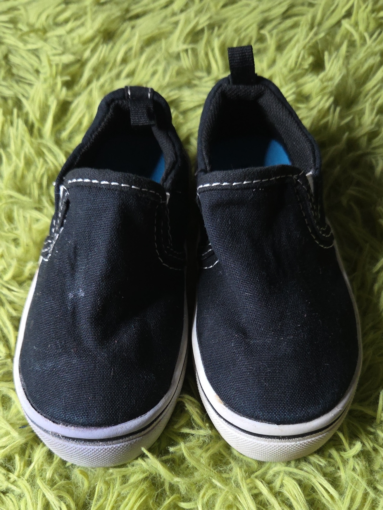 Wonder Nation Black Slip-On Kids Sneakers With White Soles